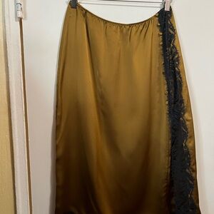Victoria's Secret Gold Maxi Skirt with Black Lace